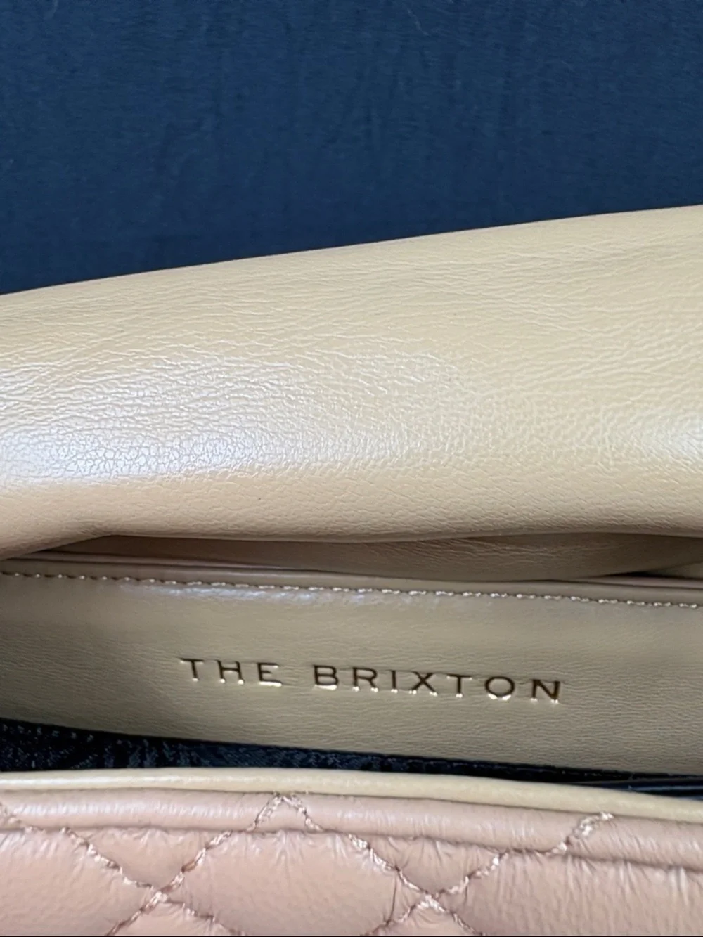 Kurt Geiger London Brixton Diamond Quilted Leather Camel Tan Antiqued Hardware